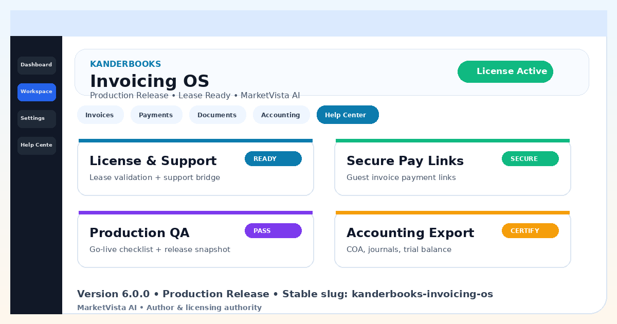 KanderBooks Invoicing OS interface preview