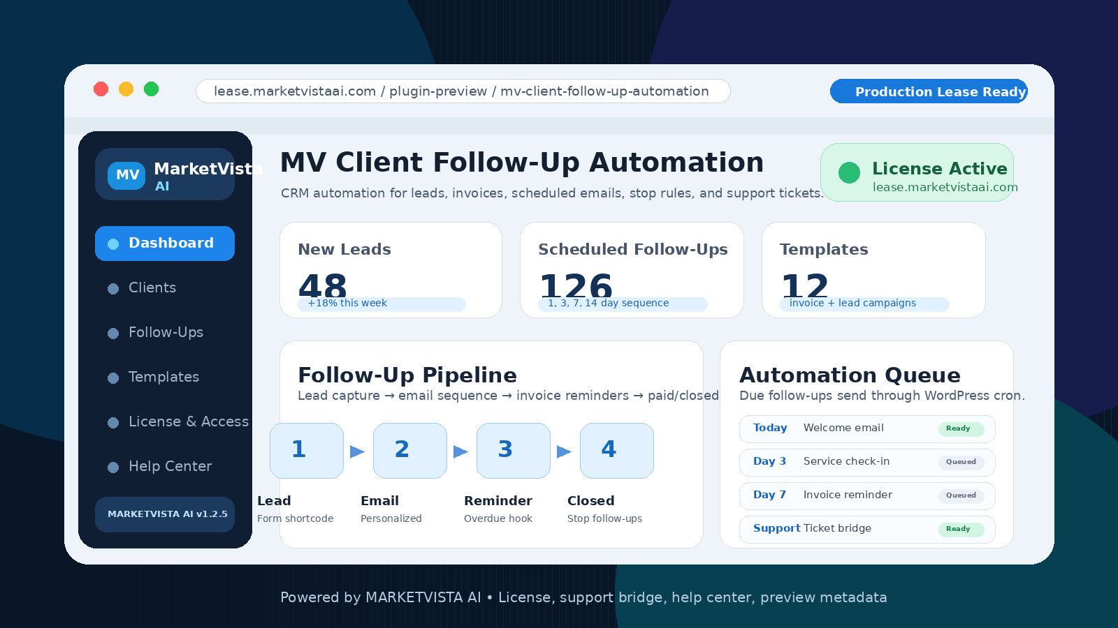 MV Client Follow-Up Automation interface preview